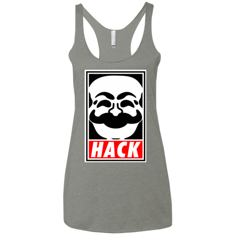 T-Shirts Venetian Grey / X-Small Hack society Women's Triblend Racerback Tank