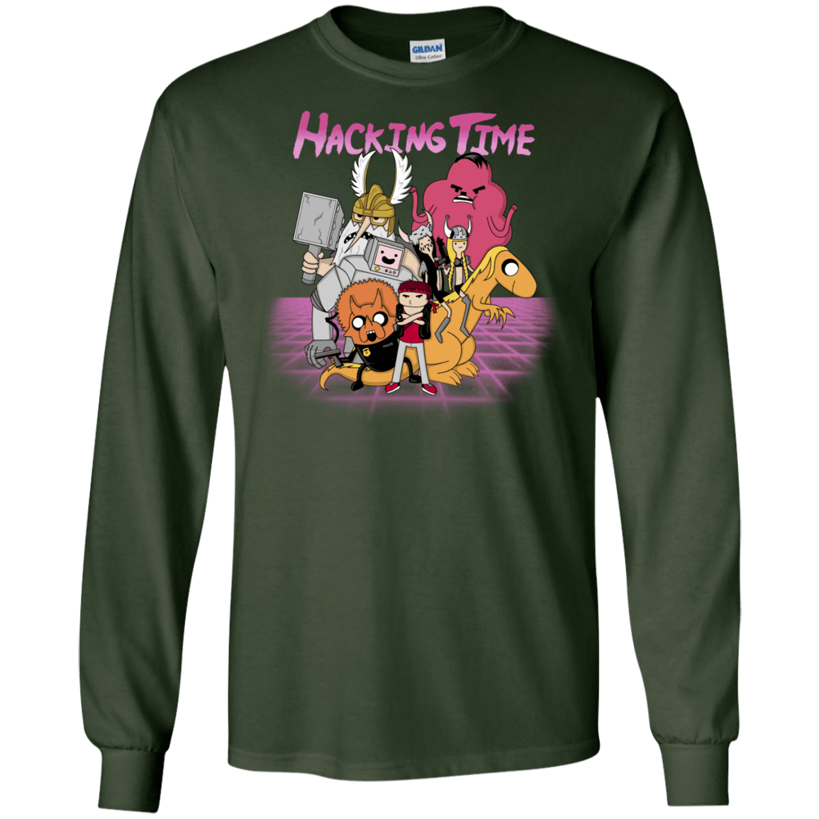 T-Shirts Forest Green / S HACKING TIME Men's Long Sleeve T-Shirt