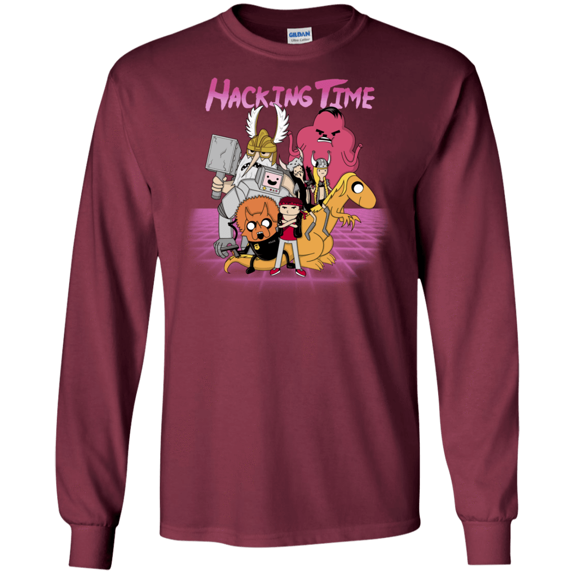 T-Shirts Maroon / S HACKING TIME Men's Long Sleeve T-Shirt