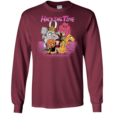 T-Shirts Maroon / S HACKING TIME Men's Long Sleeve T-Shirt