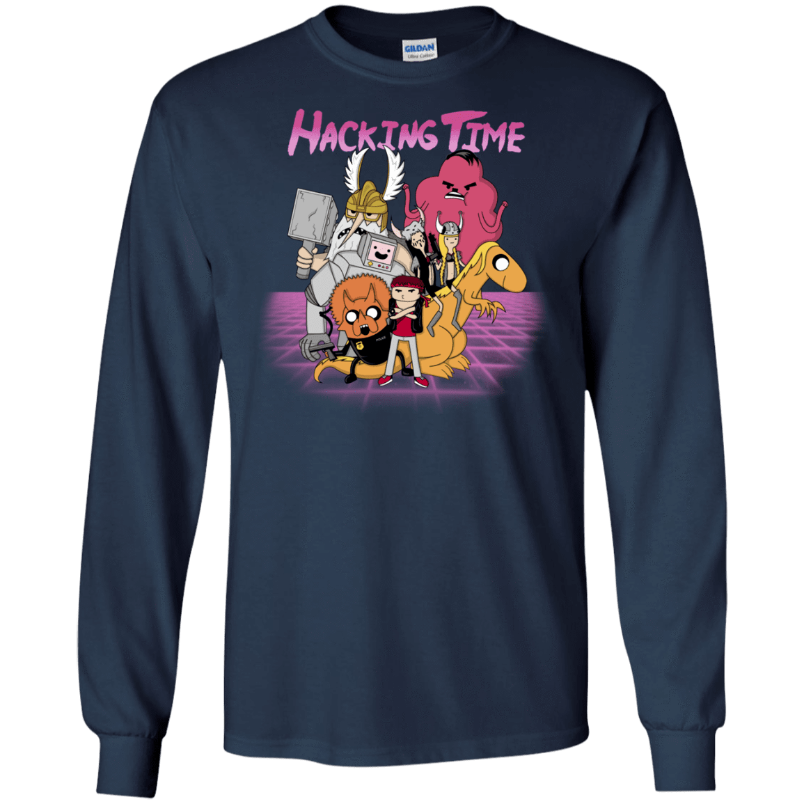 T-Shirts Navy / S HACKING TIME Men's Long Sleeve T-Shirt