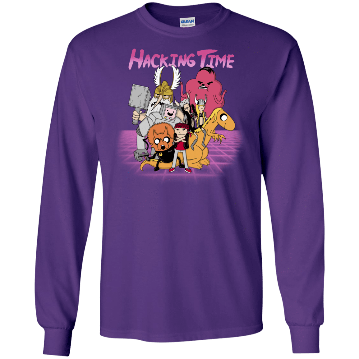 T-Shirts Purple / S HACKING TIME Men's Long Sleeve T-Shirt