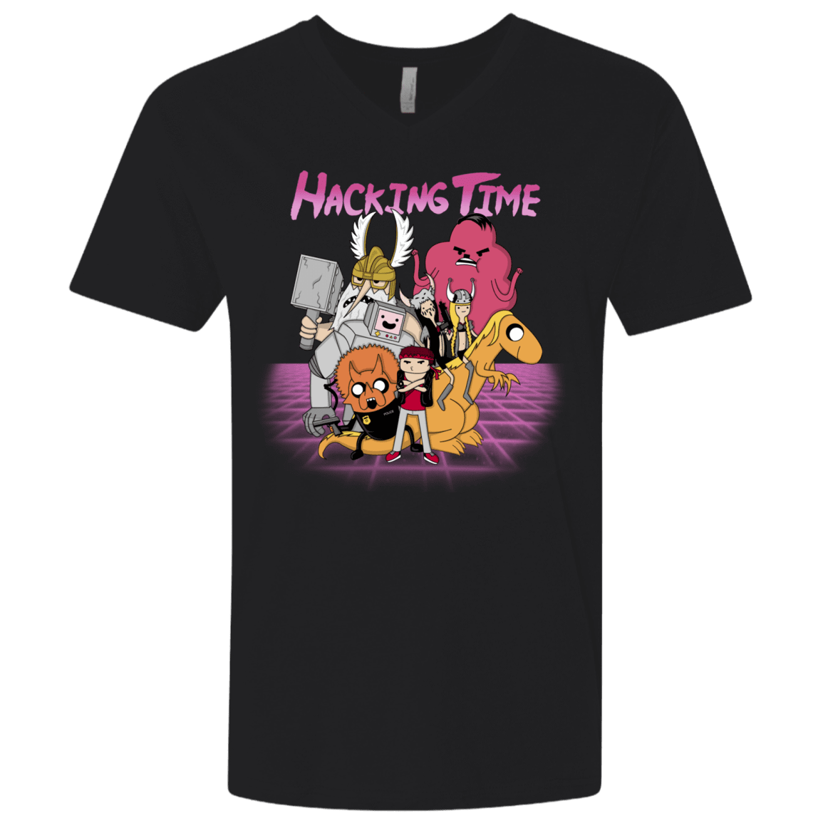 T-Shirts Black / X-Small HACKING TIME Men's Premium V-Neck