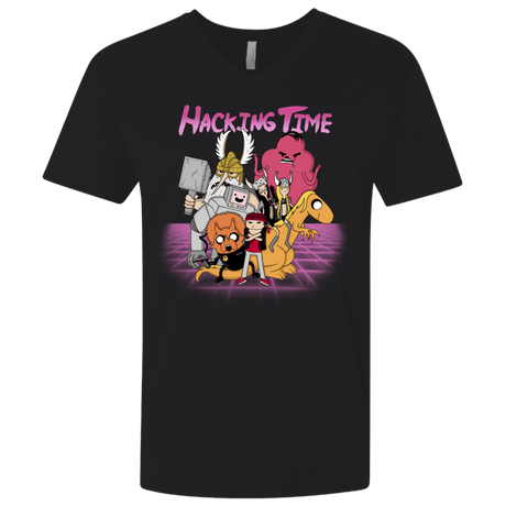 T-Shirts Black / X-Small HACKING TIME Men's Premium V-Neck