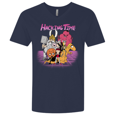 T-Shirts Midnight Navy / X-Small HACKING TIME Men's Premium V-Neck