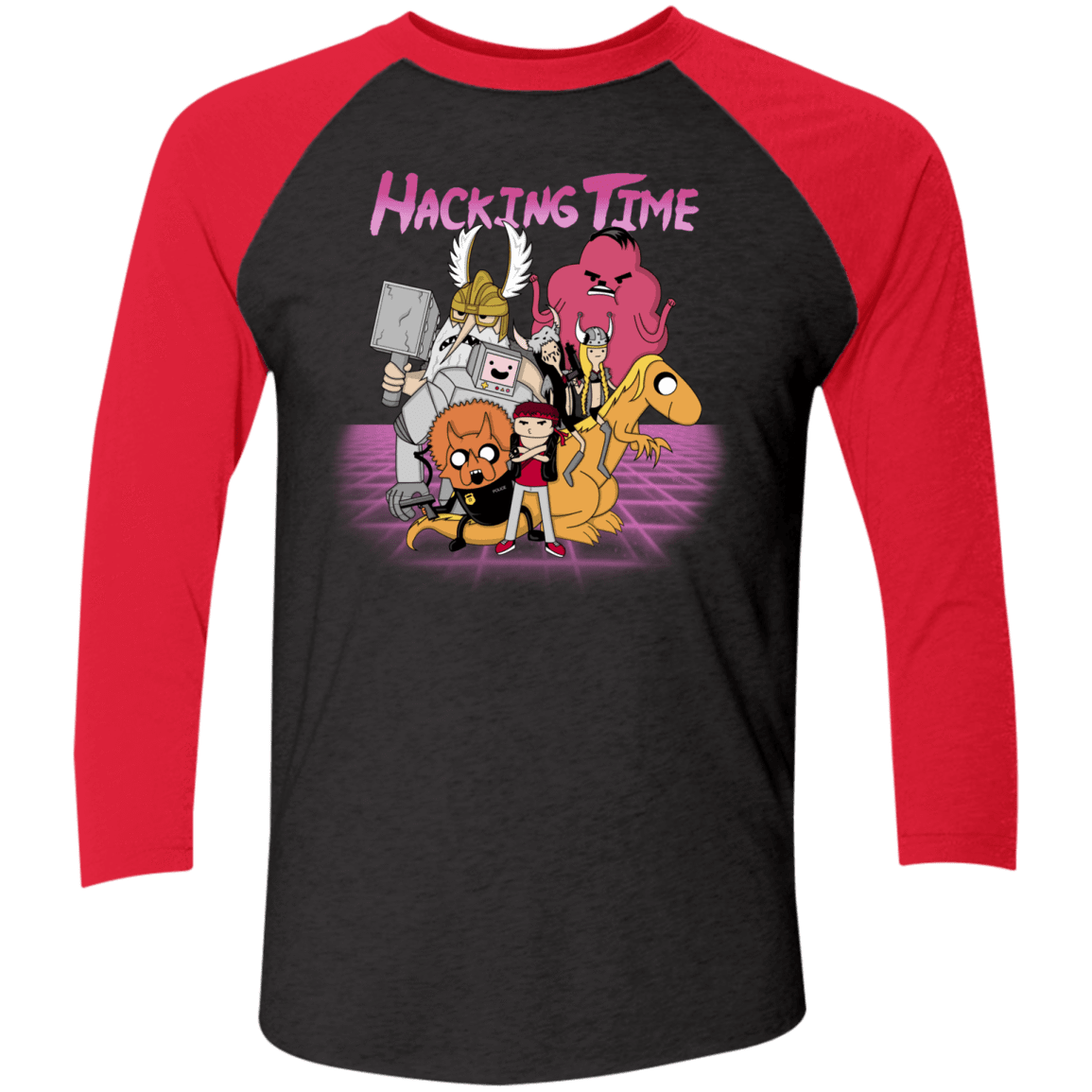 T-Shirts Vintage Black/Vintage Red / X-Small HACKING TIME Men's Triblend 3/4 Sleeve