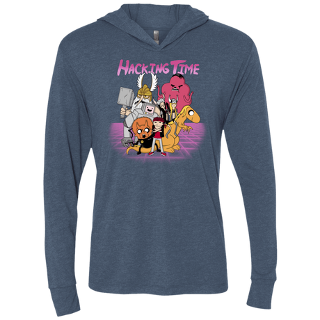 T-Shirts Indigo / X-Small HACKING TIME Triblend Long Sleeve Hoodie Tee