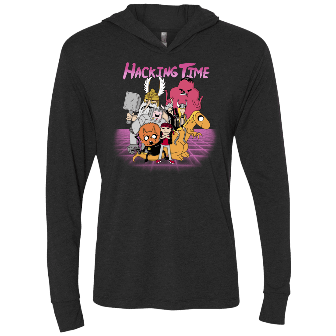 T-Shirts Vintage Black / X-Small HACKING TIME Triblend Long Sleeve Hoodie Tee