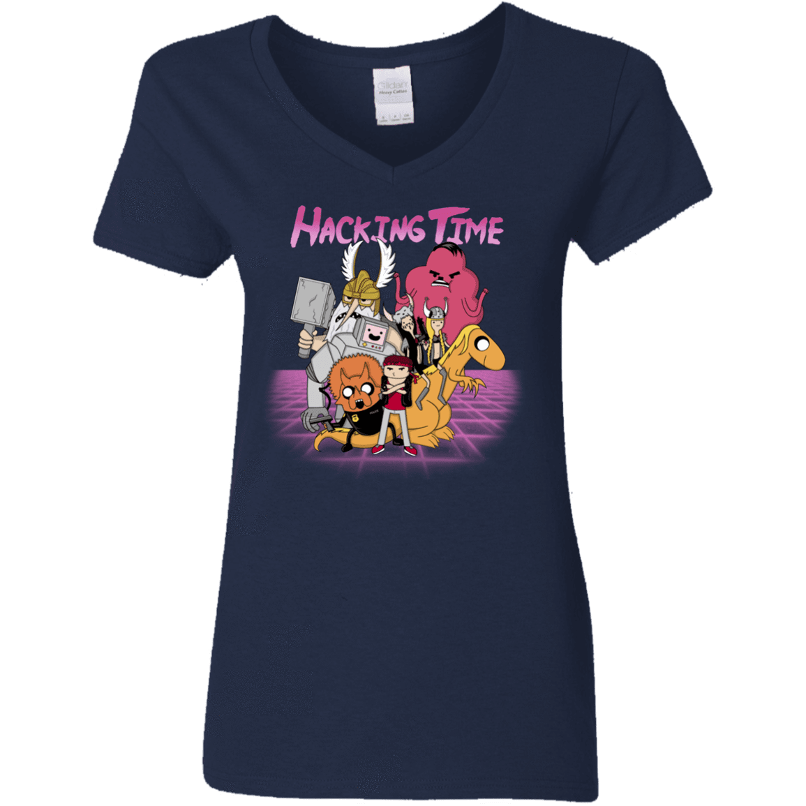 T-Shirts Navy / S HACKING TIME Women's V-Neck T-Shirt