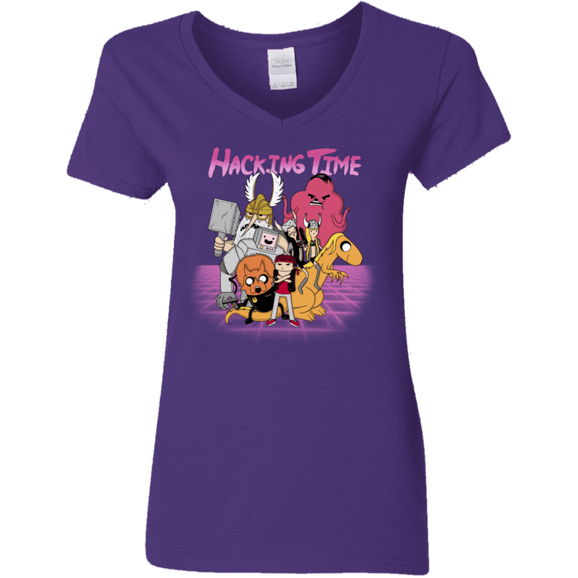 T-Shirts Purple / S HACKING TIME Women's V-Neck T-Shirt