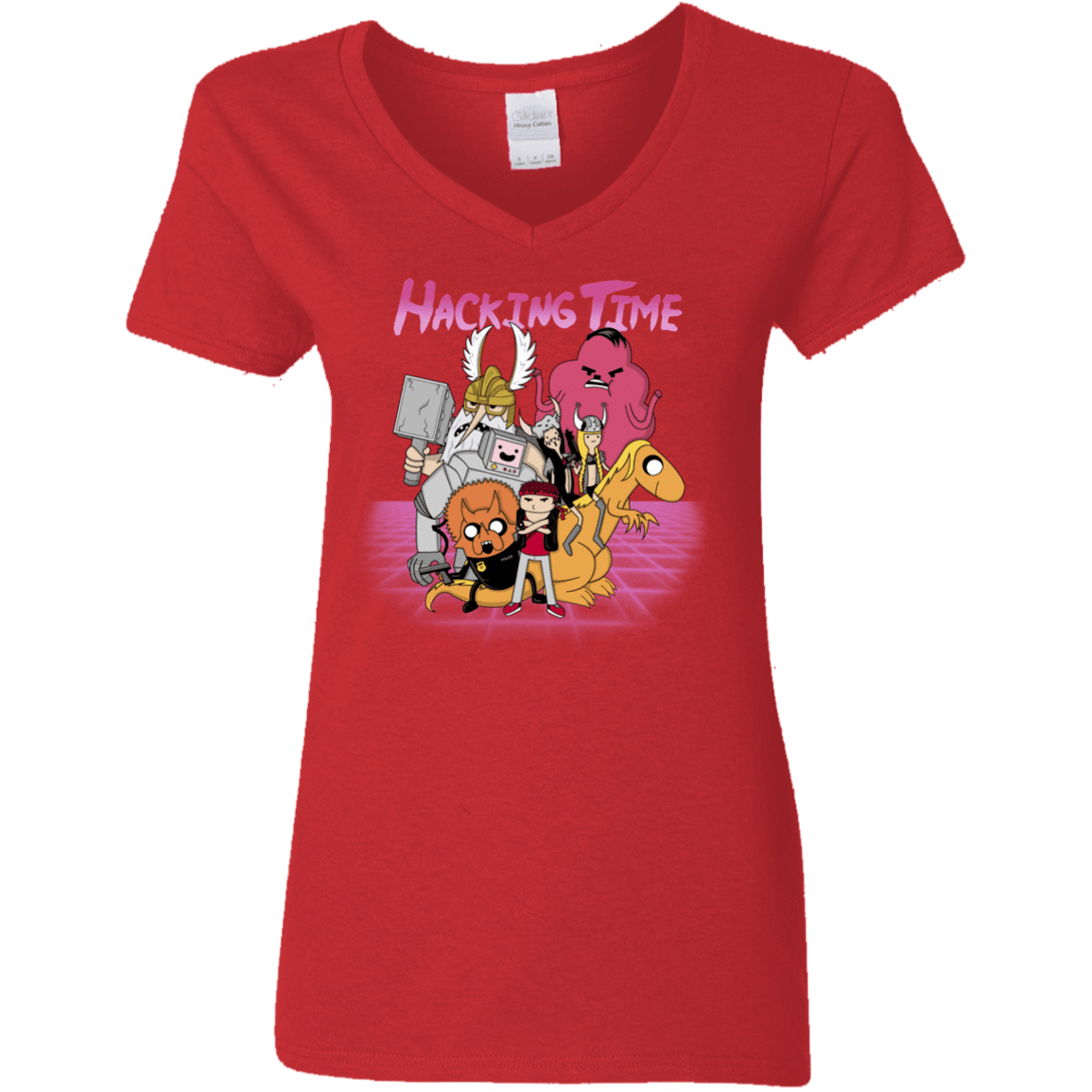 T-Shirts Red / S HACKING TIME Women's V-Neck T-Shirt