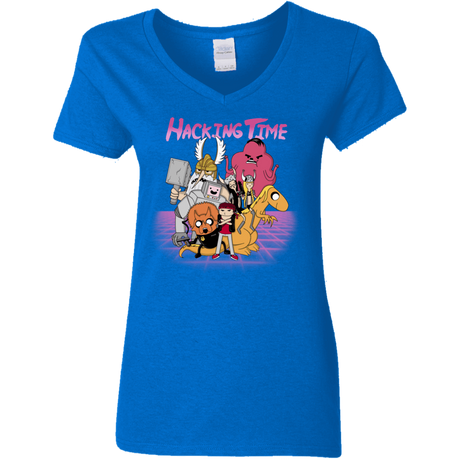 T-Shirts Royal / S HACKING TIME Women's V-Neck T-Shirt