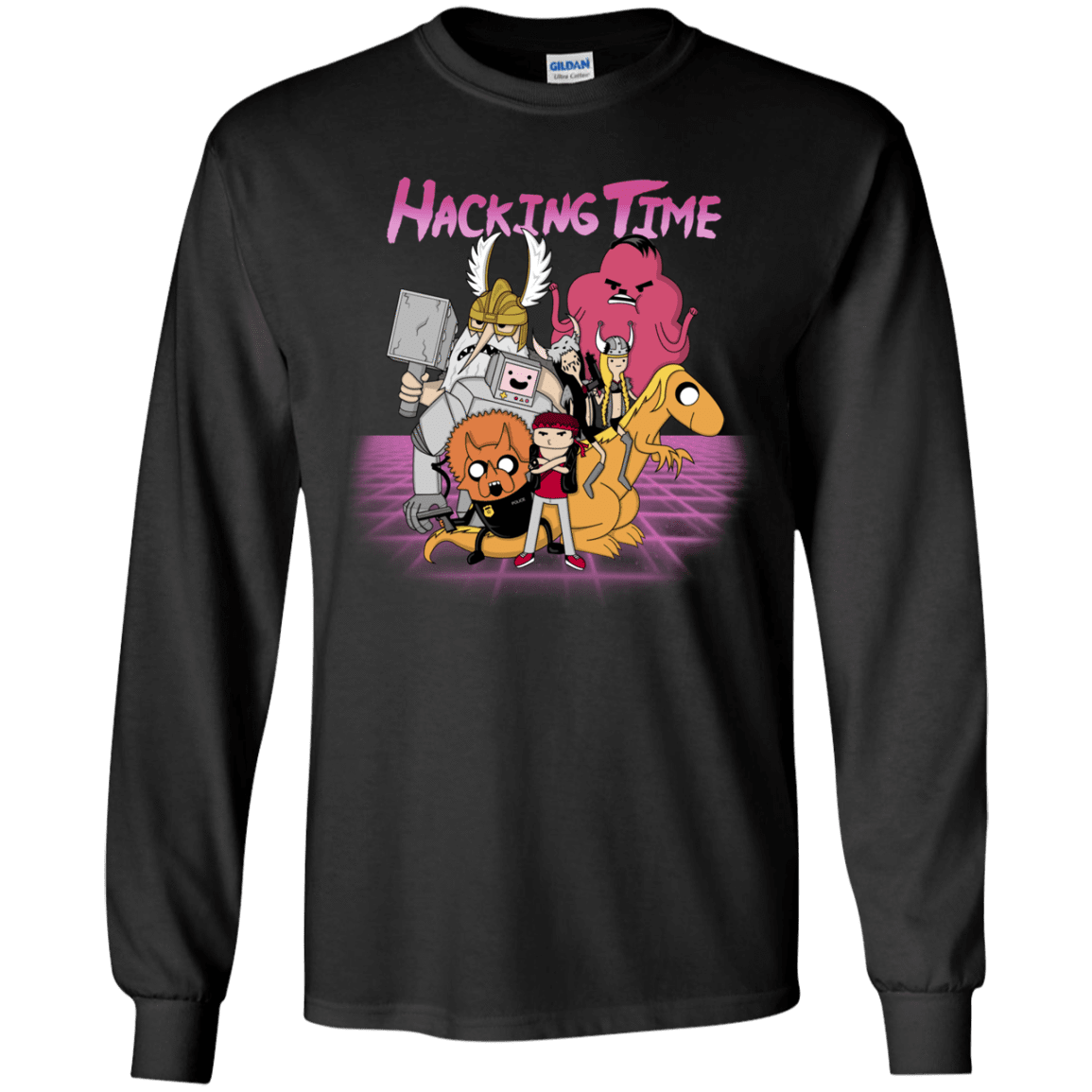 T-Shirts Black / YS HACKING TIME Youth Long Sleeve T-Shirt