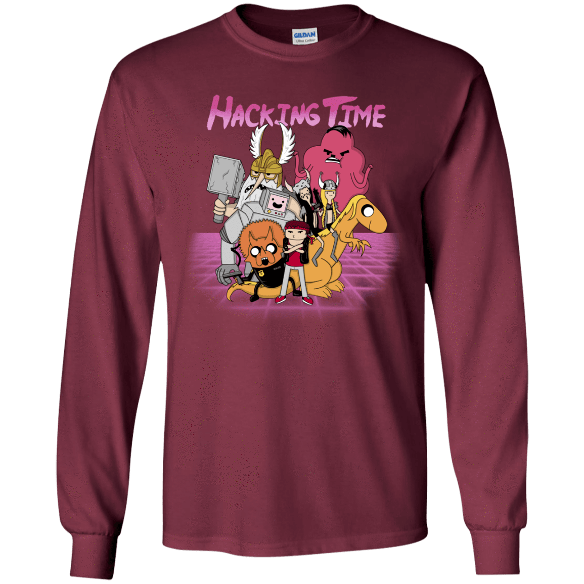 T-Shirts Maroon / YS HACKING TIME Youth Long Sleeve T-Shirt