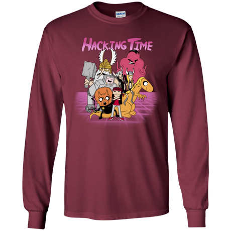 T-Shirts Maroon / YS HACKING TIME Youth Long Sleeve T-Shirt