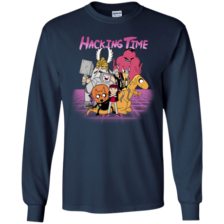 T-Shirts Navy / YS HACKING TIME Youth Long Sleeve T-Shirt