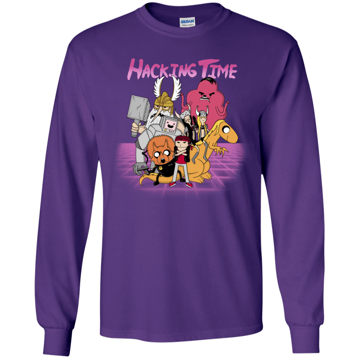 T-Shirts Purple / YS HACKING TIME Youth Long Sleeve T-Shirt