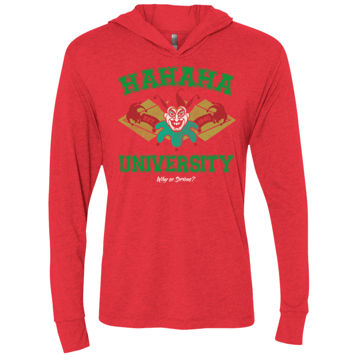 T-Shirts Vintage Red / X-Small Hahaha University Triblend Long Sleeve Hoodie Tee