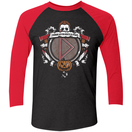 T-Shirts Vintage Black/Vintage Red / X-Small Halloween Crest Men's Triblend 3/4 Sleeve
