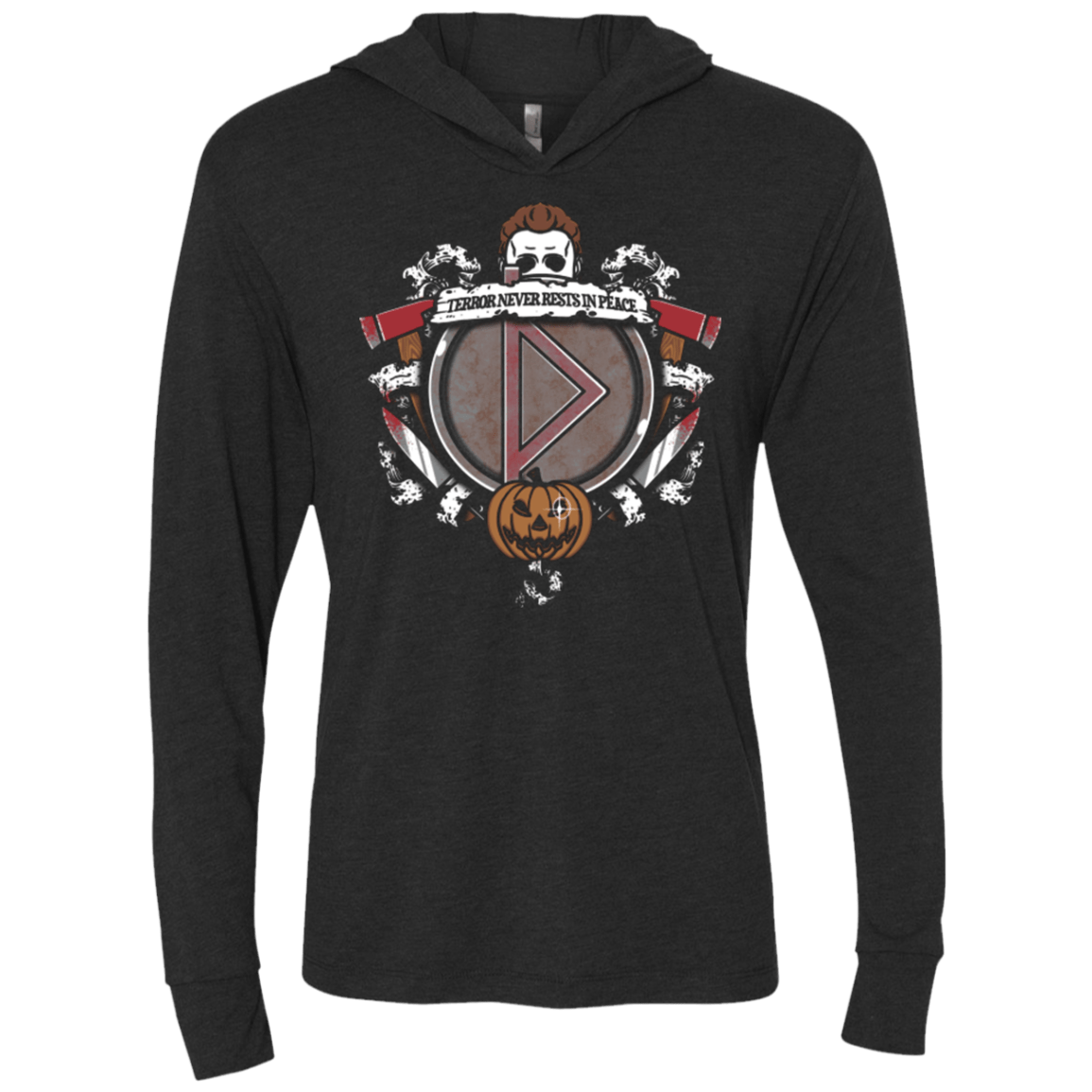 T-Shirts Vintage Black / X-Small Halloween Crest Triblend Long Sleeve Hoodie Tee