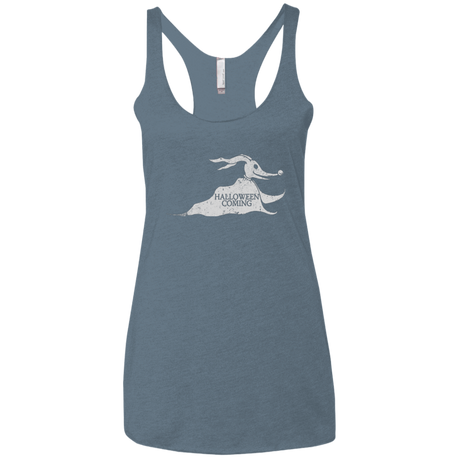 T-Shirts Indigo / X-Small Halloween Is Coming Women's Triblend Racerback Tank