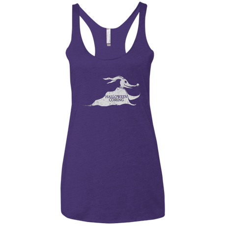 T-Shirts Purple / X-Small Halloween Is Coming Women's Triblend Racerback Tank