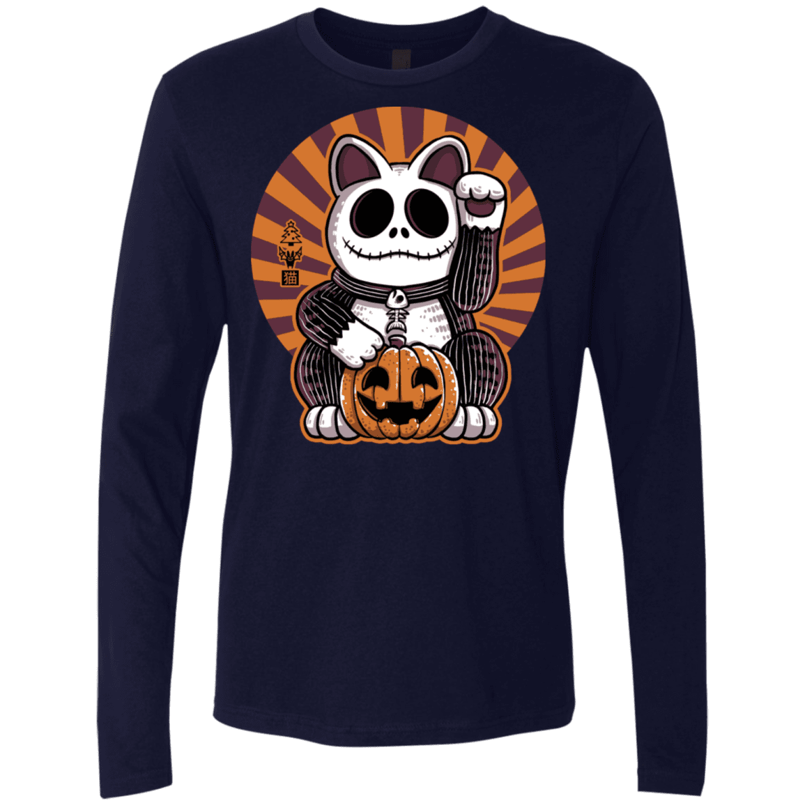 T-Shirts Midnight Navy / S Halloween Neko Men's Premium Long Sleeve