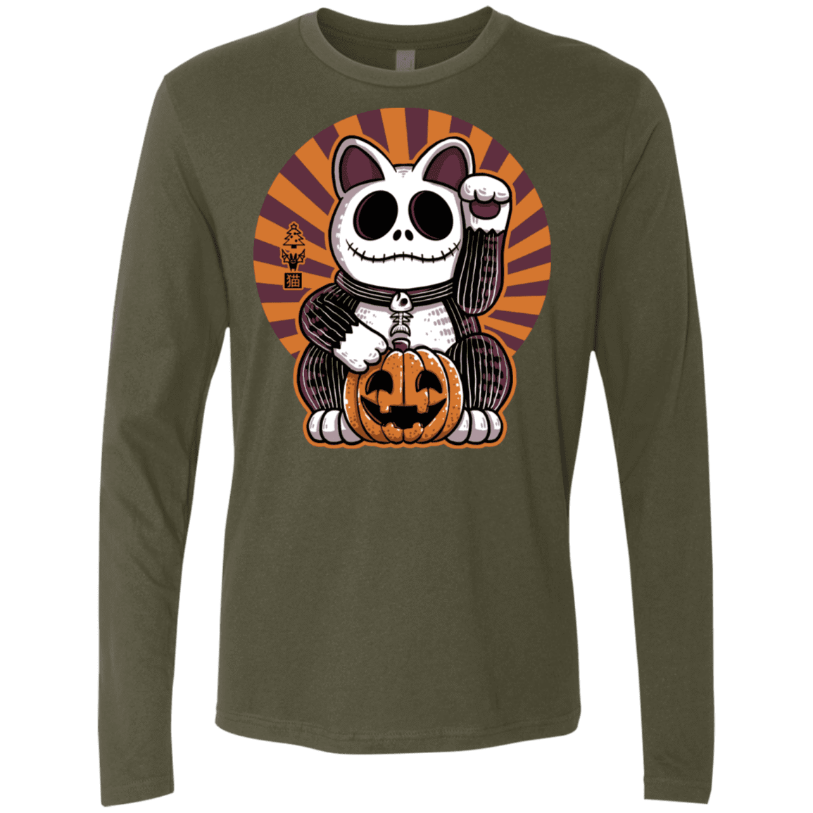 T-Shirts Military Green / S Halloween Neko Men's Premium Long Sleeve