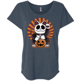 T-Shirts Indigo / X-Small Halloween Neko Triblend Dolman Sleeve