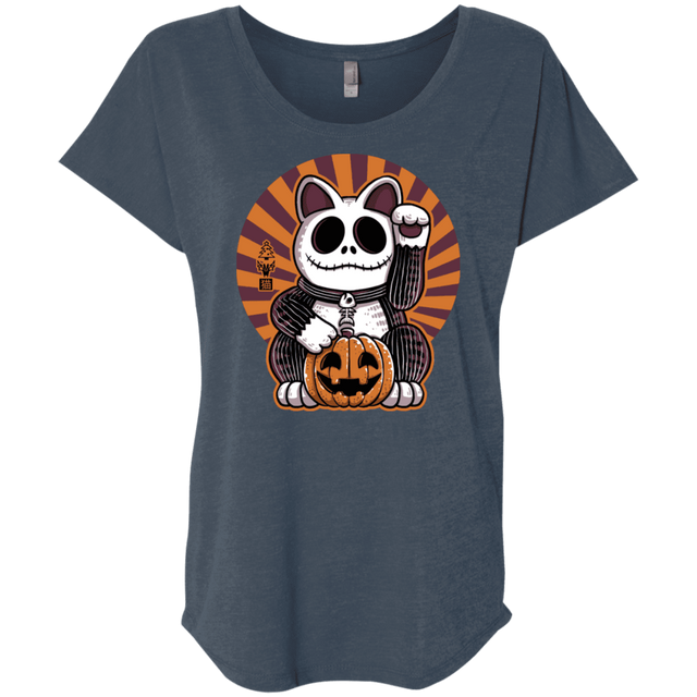 T-Shirts Indigo / X-Small Halloween Neko Triblend Dolman Sleeve