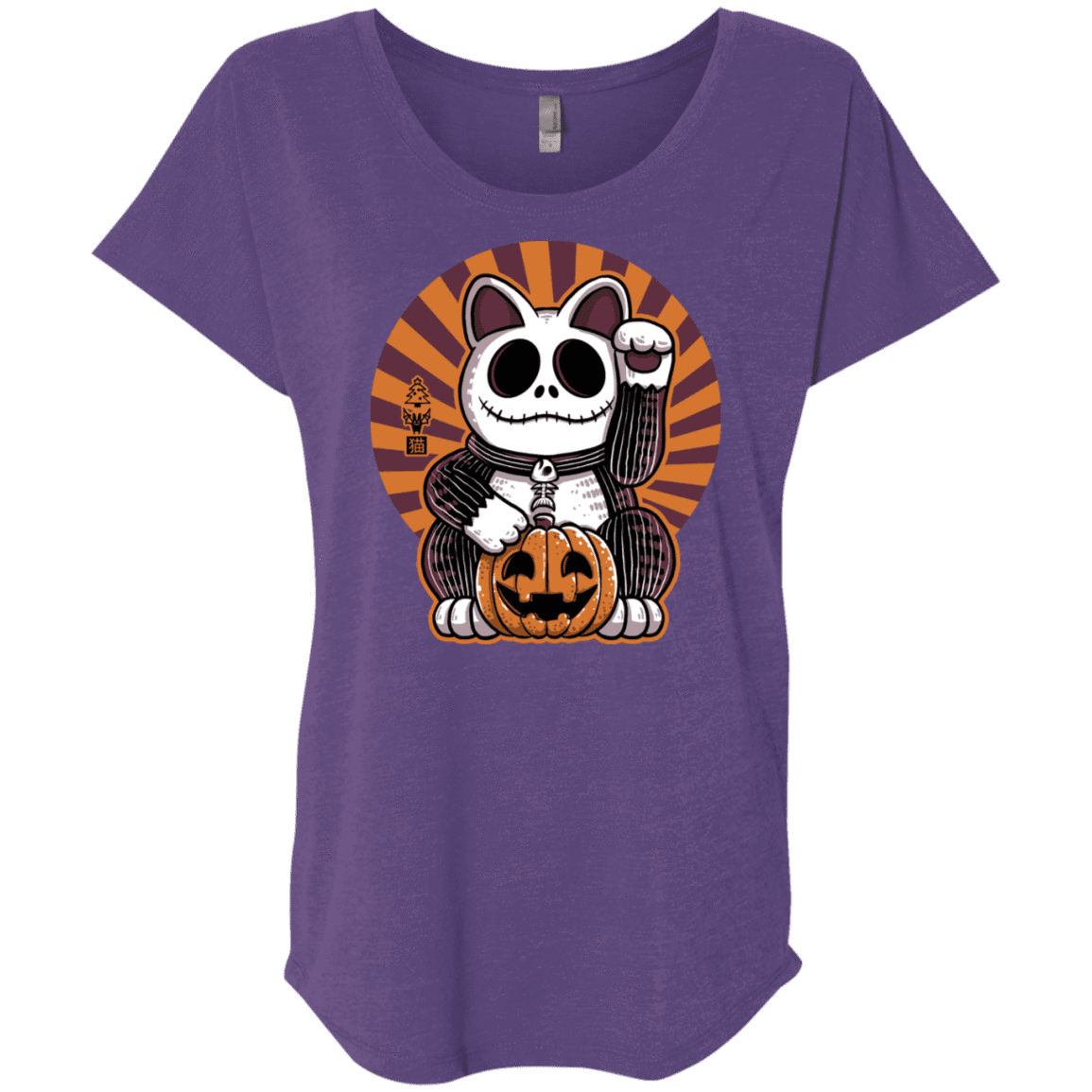 T-Shirts Purple Rush / X-Small Halloween Neko Triblend Dolman Sleeve