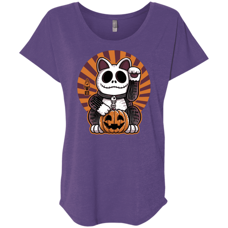 T-Shirts Purple Rush / X-Small Halloween Neko Triblend Dolman Sleeve