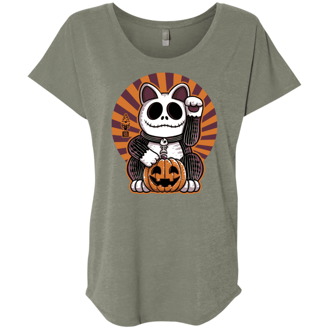 T-Shirts Venetian Grey / X-Small Halloween Neko Triblend Dolman Sleeve