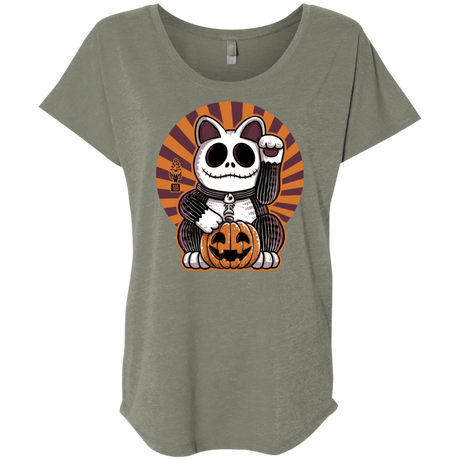 T-Shirts Venetian Grey / X-Small Halloween Neko Triblend Dolman Sleeve