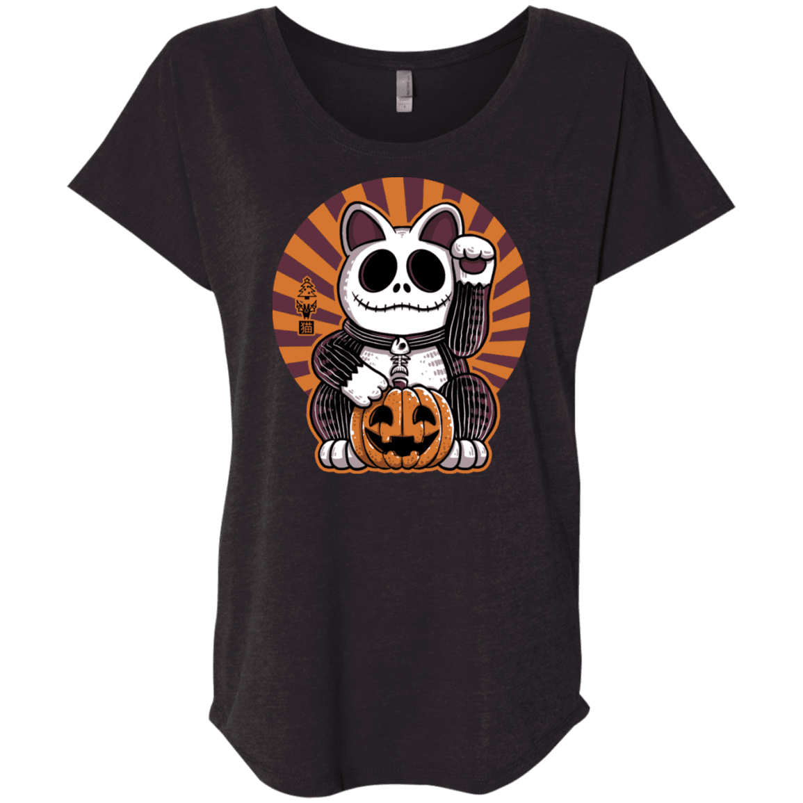 T-Shirts Vintage Black / X-Small Halloween Neko Triblend Dolman Sleeve