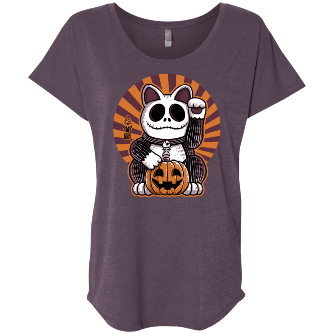 T-Shirts Vintage Purple / X-Small Halloween Neko Triblend Dolman Sleeve