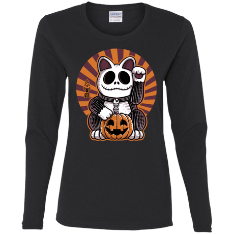 T-Shirts Black / S Halloween Neko Women's Long Sleeve T-Shirt