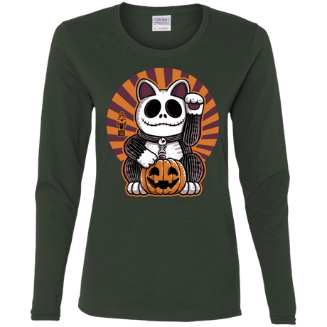 T-Shirts Forest / S Halloween Neko Women's Long Sleeve T-Shirt