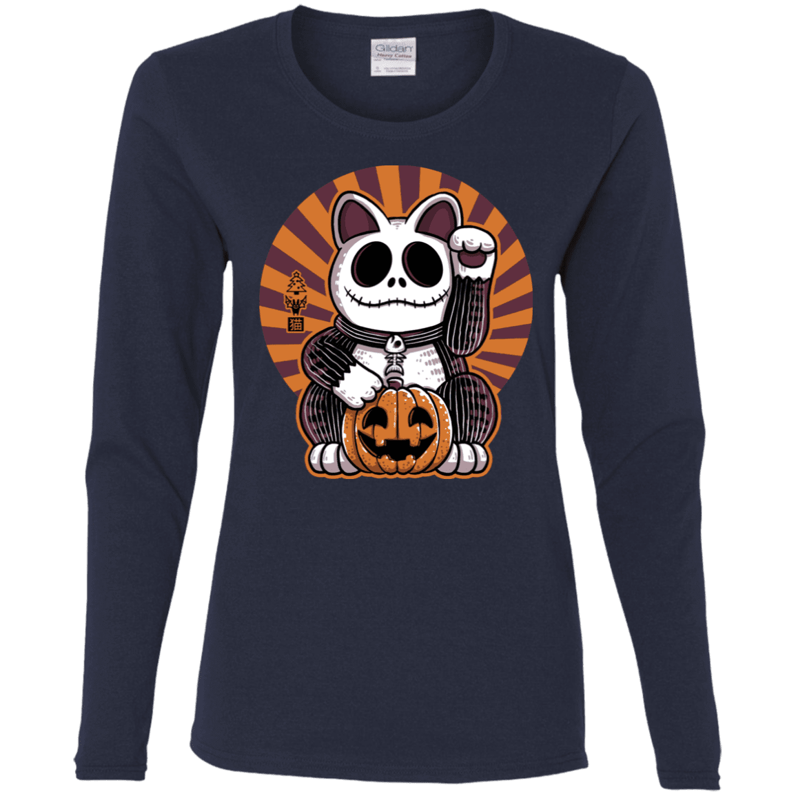 T-Shirts Navy / S Halloween Neko Women's Long Sleeve T-Shirt