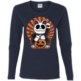 T-Shirts Navy / S Halloween Neko Women's Long Sleeve T-Shirt