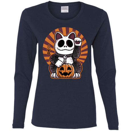 T-Shirts Navy / S Halloween Neko Women's Long Sleeve T-Shirt