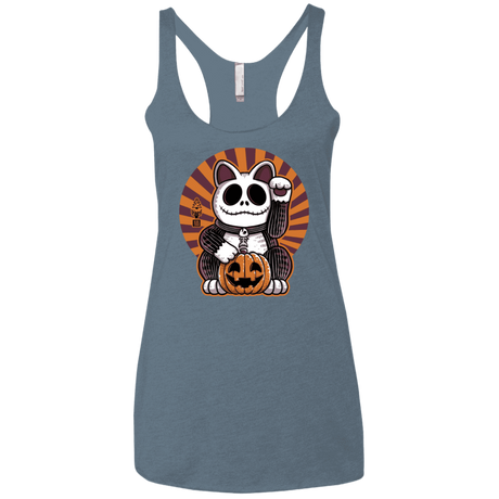 T-Shirts Indigo / X-Small Halloween Neko Women's Triblend Racerback Tank