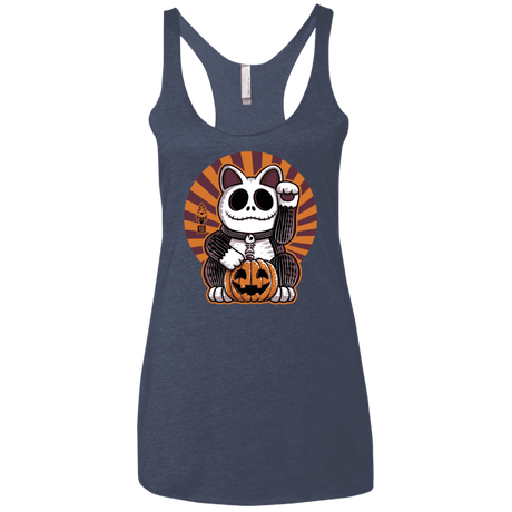 T-Shirts Vintage Navy / X-Small Halloween Neko Women's Triblend Racerback Tank