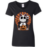 T-Shirts Black / S Halloween Neko Women's V-Neck T-Shirt