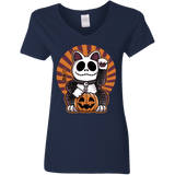 T-Shirts Navy / S Halloween Neko Women's V-Neck T-Shirt