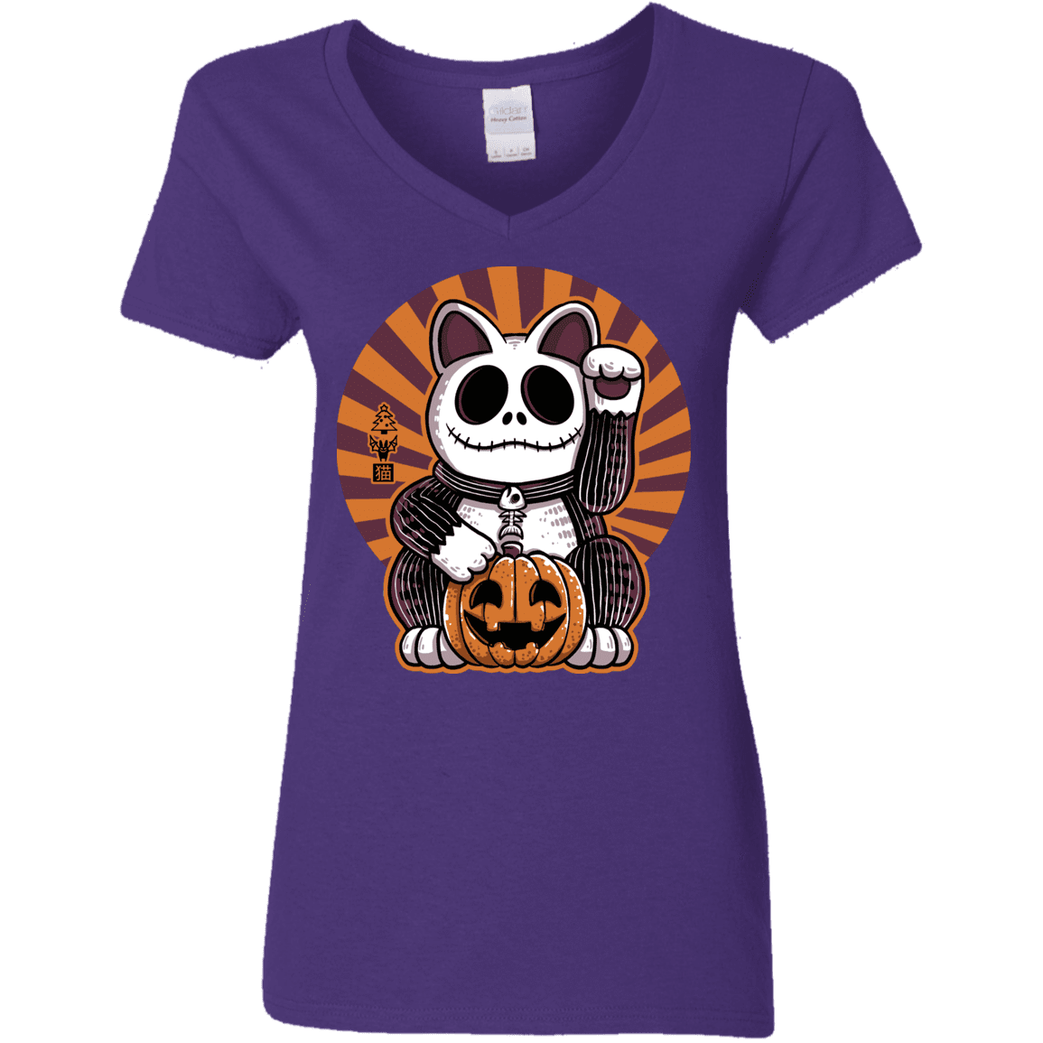 T-Shirts Purple / S Halloween Neko Women's V-Neck T-Shirt