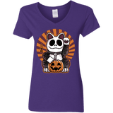 T-Shirts Purple / S Halloween Neko Women's V-Neck T-Shirt