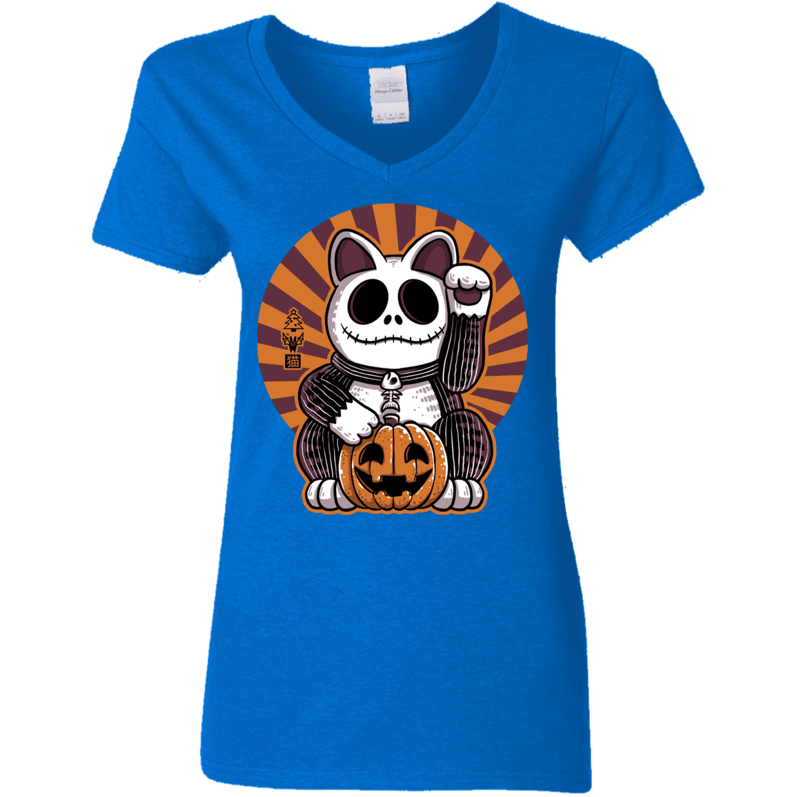 T-Shirts Royal / S Halloween Neko Women's V-Neck T-Shirt