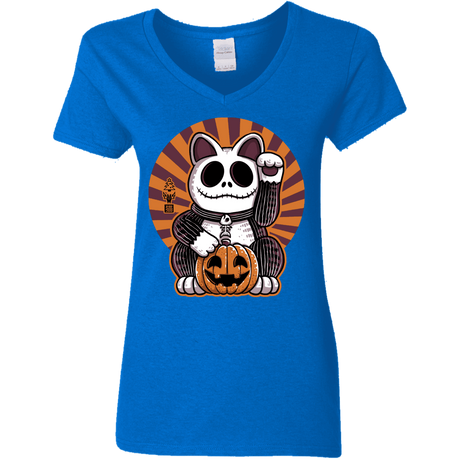 T-Shirts Royal / S Halloween Neko Women's V-Neck T-Shirt