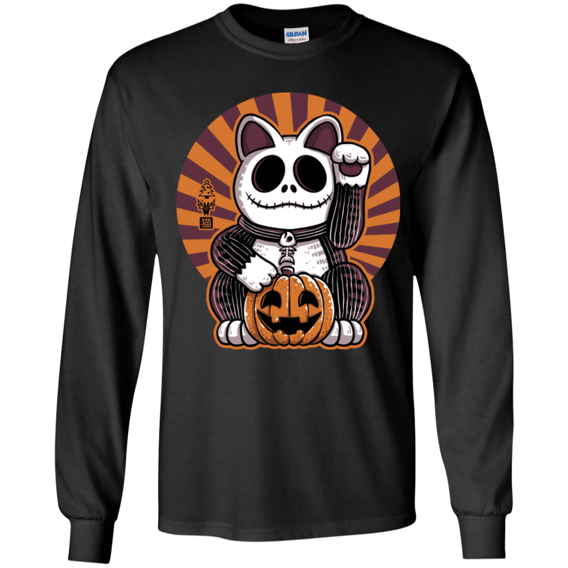 T-Shirts Black / YS Halloween Neko Youth Long Sleeve T-Shirt